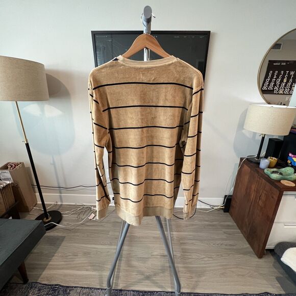 Stussy - Striped Velour LS Tee (#1140071) - Tan, Black - Picture 2 of 7